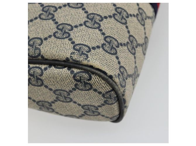Clutch GUCCI GG Supreme Sherry Line PVC Blu Navy Rosso Auth 182400 - vista 16