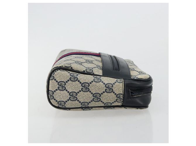 Clutch GUCCI GG Supreme Sherry Line PVC Blu Navy Rosso Auth 182400 - vista 3