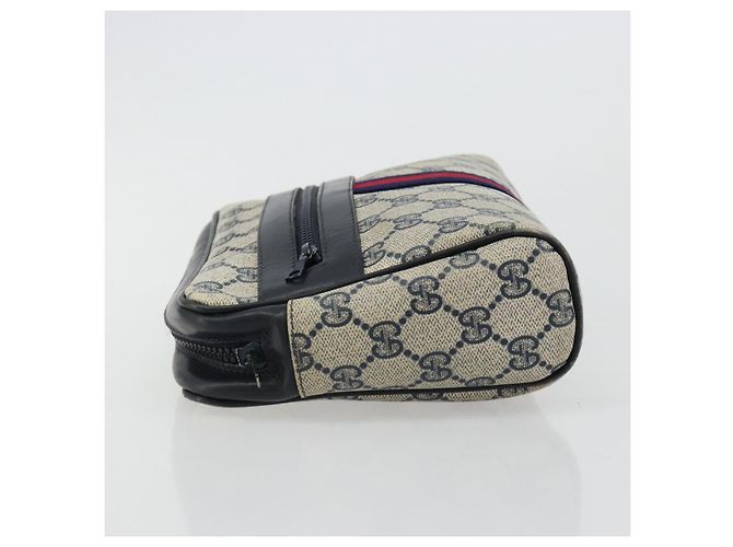 Clutch GUCCI GG Supreme Sherry Line PVC Blu Navy Rosso Auth 182400 - vista 4