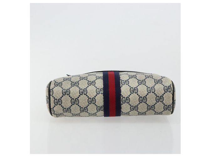 Clutch GUCCI GG Supreme Sherry Line PVC Blu Navy Rosso Auth 182400 - vista 6