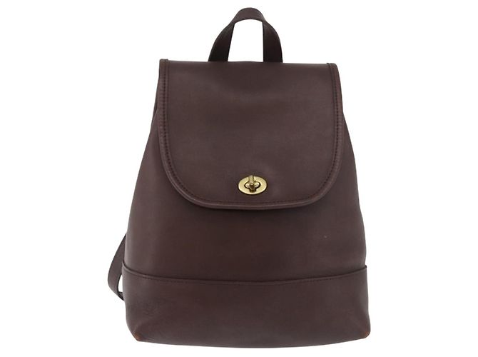 Zaino Coach in pelle marrone e oro Auth 176433 D'oro - vista 13
