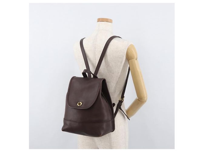 Zaino Coach in pelle marrone e oro Auth 176433 D'oro - vista 26