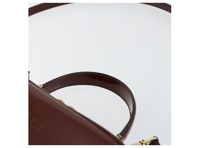Borsa Vanity GUCCI Bamboo in pelle vernice 2way Marrone Oro Auth 180051 D'oro - vista 14