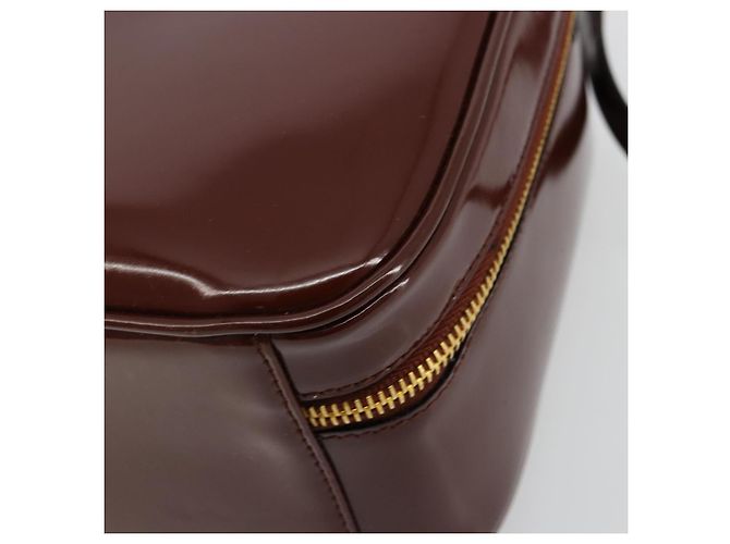 Borsa Vanity GUCCI Bamboo in pelle vernice 2way Marrone Oro Auth 180051 D'oro - vista 16