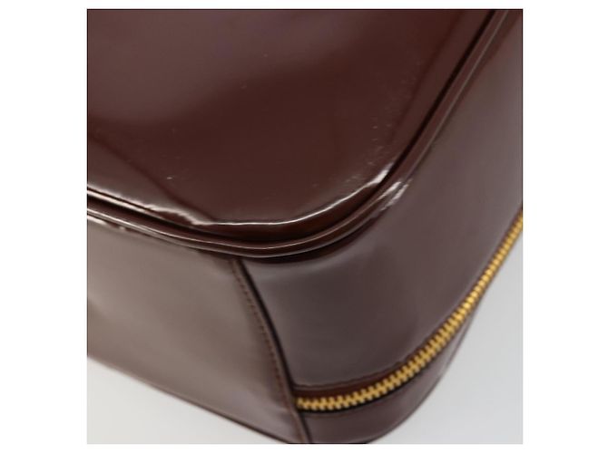 Borsa Vanity GUCCI Bamboo in pelle vernice 2way Marrone Oro Auth 180051 D'oro - vista 18