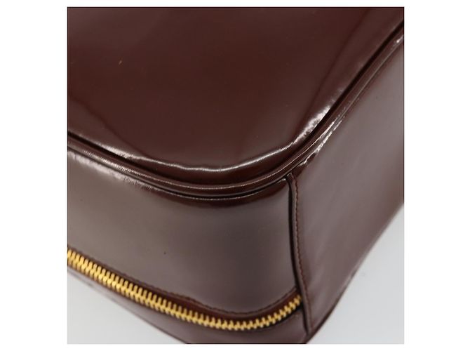 Borsa Vanity GUCCI Bamboo in pelle vernice 2way Marrone Oro Auth 180051 D'oro - vista 19