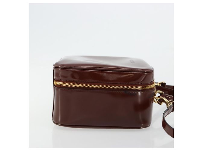 Borsa Vanity GUCCI Bamboo in pelle vernice 2way Marrone Oro Auth 180051 D'oro - vista 3