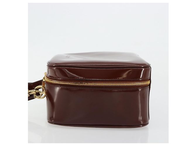 Borsa Vanity GUCCI Bamboo in pelle vernice 2way Marrone Oro Auth 180051 D'oro - vista 4