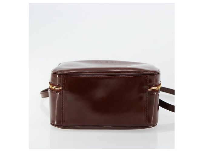 Borsa Vanity GUCCI Bamboo in pelle vernice 2way Marrone Oro Auth 180051 D'oro - vista 5