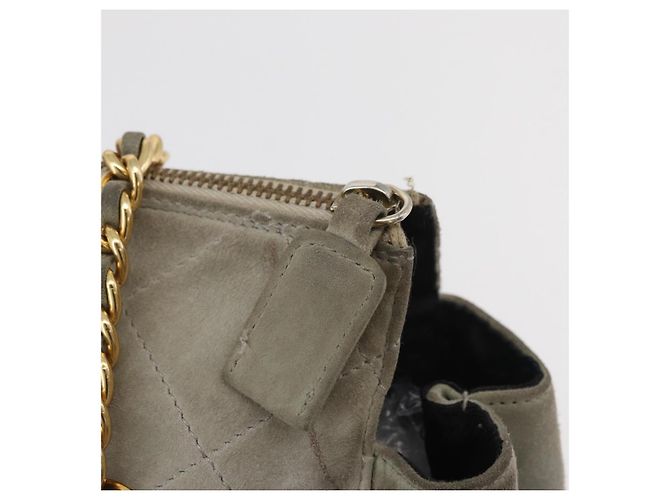 Borsa a Spalla con Catena PRADA in Scamosciato Grigio e Oro Auth bs35411 Marrone D'oro - vista 10
