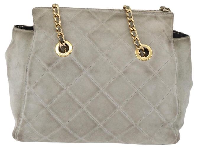 Borsa a Spalla con Catena PRADA in Scamosciato Grigio e Oro Auth bs35411 Marrone D'oro - vista 2