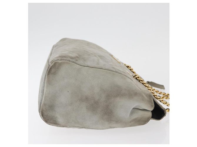 Borsa a Spalla con Catena PRADA in Scamosciato Grigio e Oro Auth bs35411 Marrone D'oro - vista 3