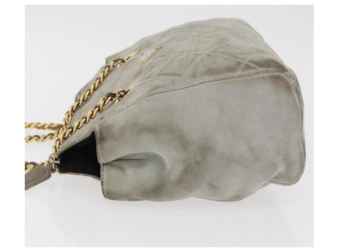 Borsa a Spalla con Catena PRADA in Scamosciato Grigio e Oro Auth bs35411 Marrone D'oro - vista 4