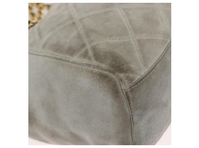 Borsa a Spalla con Catena PRADA in Scamosciato Grigio e Oro Auth bs35411 Marrone D'oro - vista 9