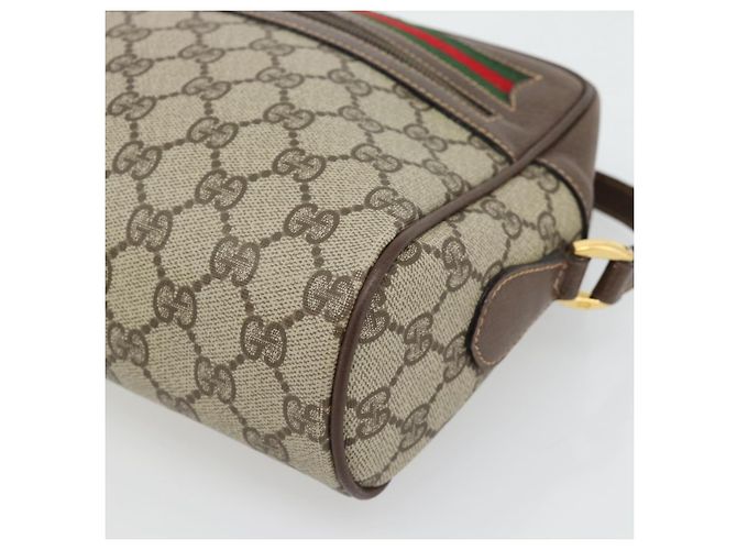 Borsa GUCCI GG Supreme Web Sherry Line PVC Beige Oro 001 113 6472 Auth 182533 D'oro - vista 15
