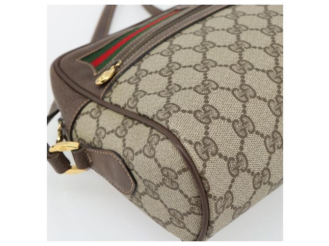 Borsa GUCCI GG Supreme Web Sherry Line PVC Beige Oro 001 113 6472 Auth 182533 D'oro - vista 16