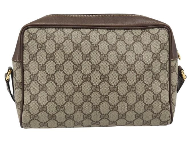 Borsa GUCCI GG Supreme Web Sherry Line PVC Beige Oro 001 113 6472 Auth 182533 D'oro - vista 2