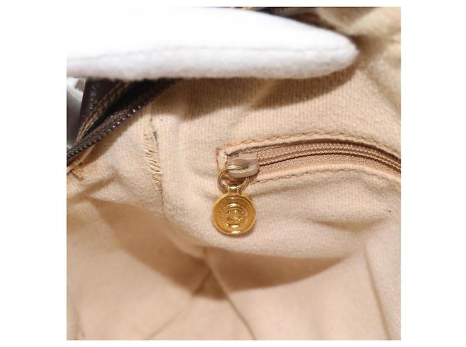 Borsa GUCCI GG Supreme Web Sherry Line PVC Beige Oro 001 113 6472 Auth 182533 D'oro - vista 23