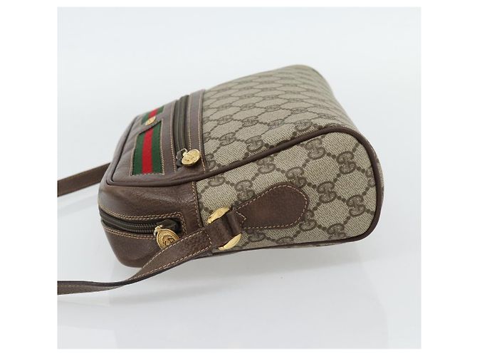 Borsa GUCCI GG Supreme Web Sherry Line PVC Beige Oro 001 113 6472 Auth 182533 D'oro - vista 3