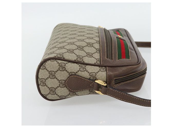 Borsa GUCCI GG Supreme Web Sherry Line PVC Beige Oro 001 113 6472 Auth 182533 D'oro - vista 4