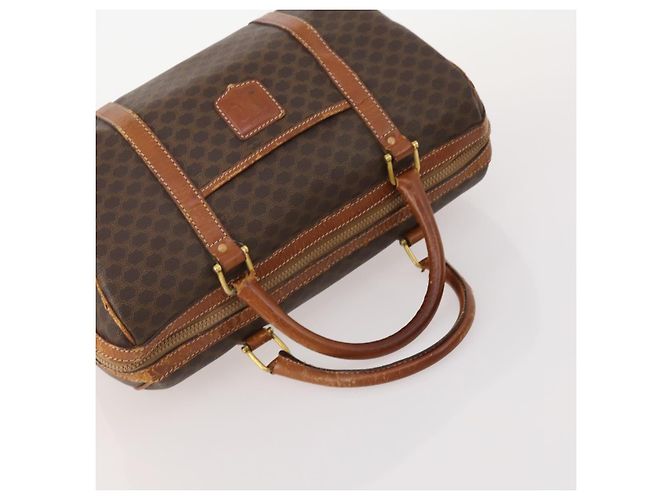 Céline Borsa Boston CELINE in tela Macadam e pelle PVC 3 Set Marrone Auth mr2452 - vista 12