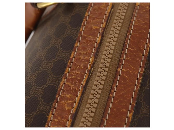 Céline Borsa Boston CELINE in tela Macadam e pelle PVC 3 Set Marrone Auth mr2452 - vista 15