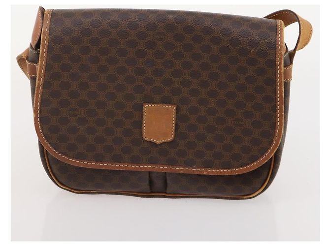 Céline Borsa Boston CELINE in tela Macadam e pelle PVC 3 Set Marrone Auth mr2452 - vista 17
