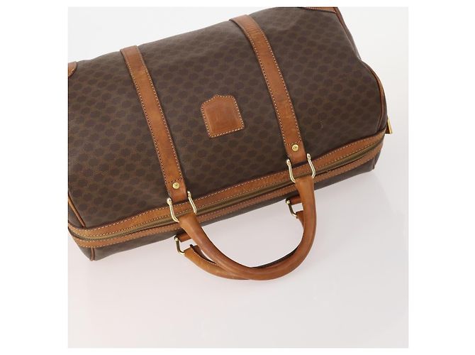 Céline Borsa Boston CELINE in tela Macadam e pelle PVC 3 Set Marrone Auth mr2452 - vista 5