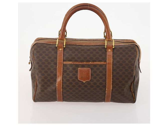 Céline Borsa Boston CELINE in tela Macadam e pelle PVC 3 Set Marrone Auth mr2452 - vista 9