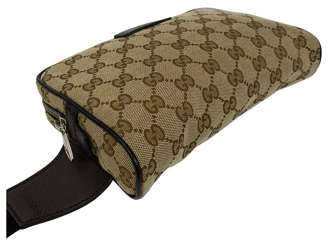 Gucci GG Logo Muster Canvas Leder Pouch Braun - Ansicht 7