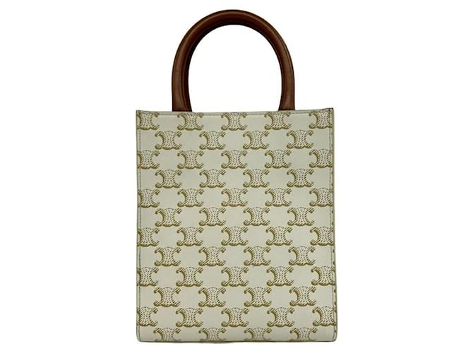 Céline Celine Mini Vertikaler Cabas Handbag Braun Weiß - Ansicht 3