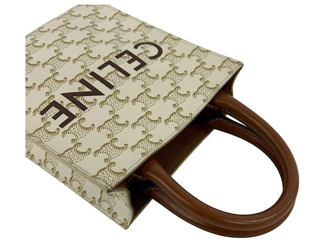 Céline Celine Mini Vertikaler Cabas Handbag Braun Weiß - Ansicht 4