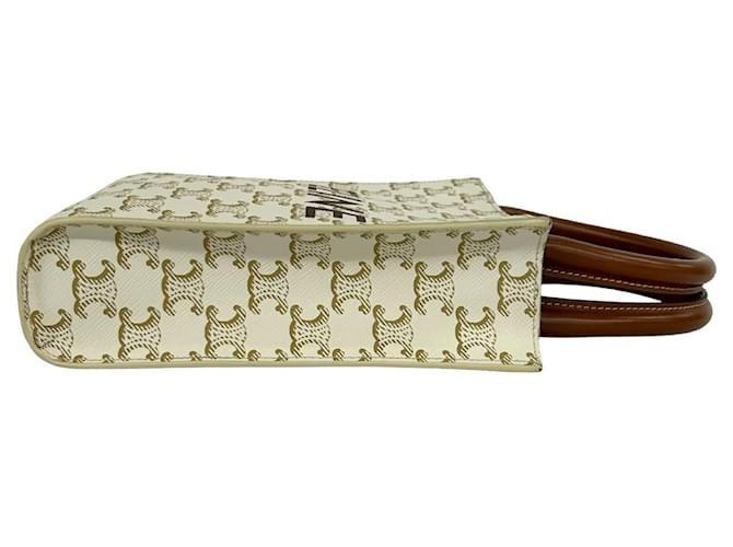 Céline Celine Mini Vertikaler Cabas Handbag Braun Weiß - Ansicht 6