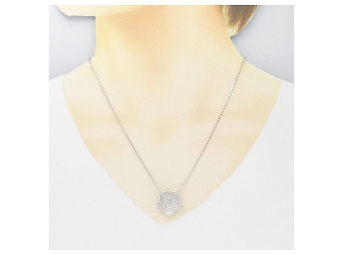Autre Marque Collana a fiore in diamanti e oro bianco Au750 Argento - vista 6