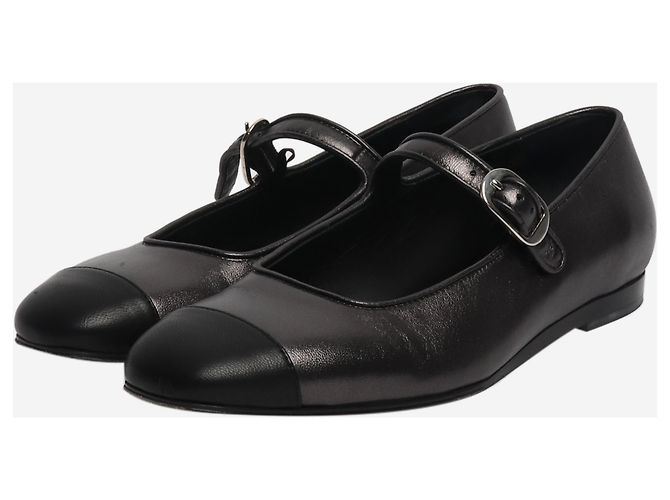 Autre Marque Schwarze metallische flache Schuhe - Größe EU 39 (UK 6) - Ansicht 2
