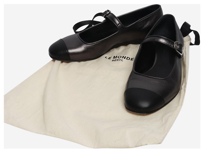Autre Marque Schwarze metallische flache Schuhe - Größe EU 39 (UK 6) - Ansicht 6