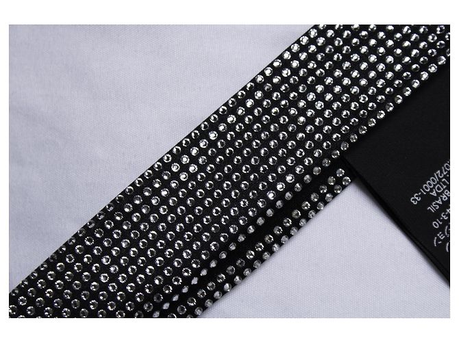Saint Laurent, Cravatta tuxedo con strass Nero Argento - vista 2