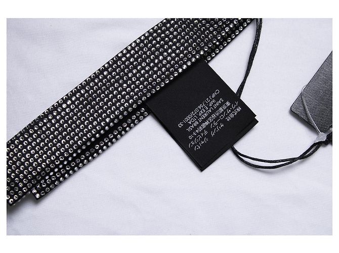 Saint Laurent, Cravatta tuxedo con strass Nero Argento - vista 4