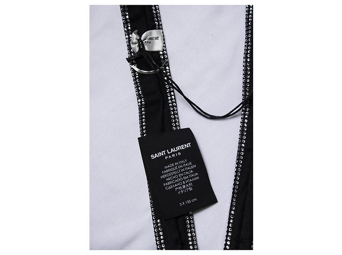 Saint Laurent, Cravatta tuxedo con strass Nero Argento - vista 5