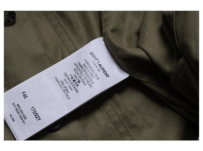 Saint Laurent, Saharastreifen-Baumwollkleid mit Gürtel 2024 Braun - Ansicht 9