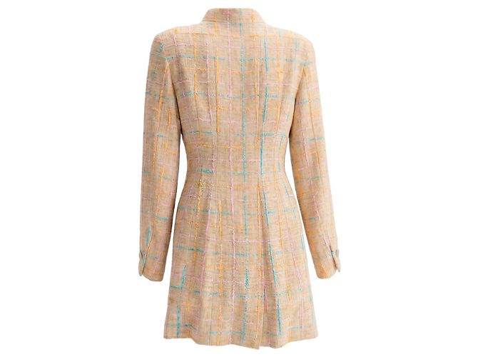 Giacca in tweed Chanel con zip Rosa Beige Giallo Blu chiaro - vista 2