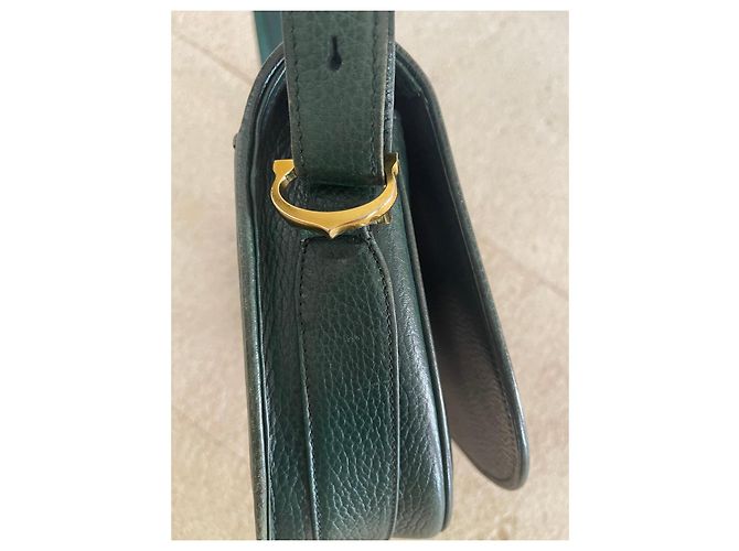 Cartier Must de Cartier Green Grained Leather Flap Satchel Bag Dark green - view 14