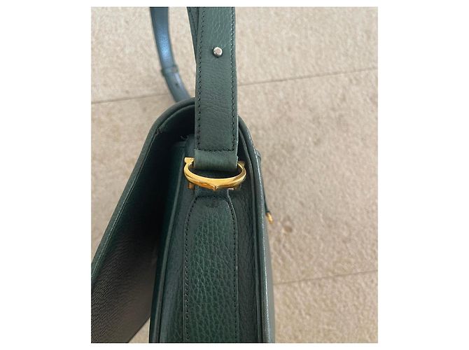 Cartier Must de Cartier Green Grained Leather Flap Satchel Bag Dark green - view 16