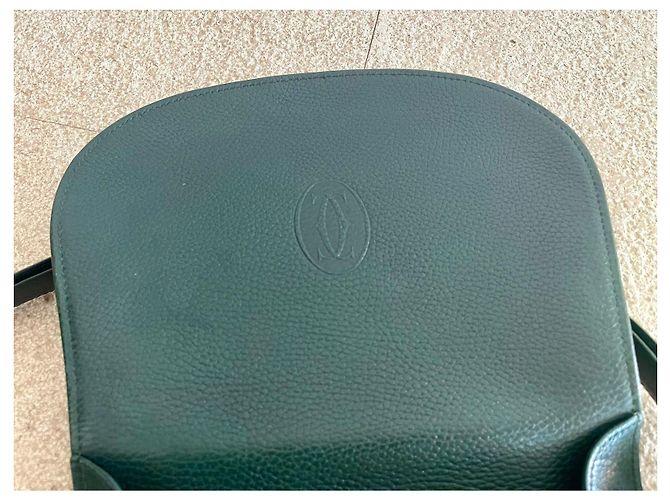 Cartier Must de Cartier Green Grained Leather Flap Satchel Bag Dark green - view 4