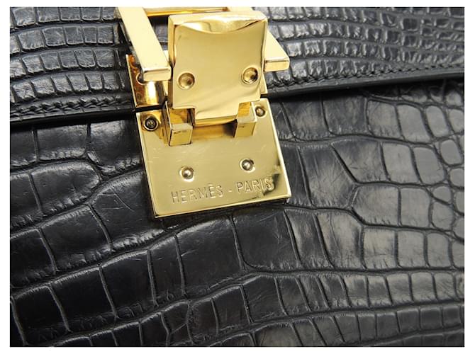 Hermès Pochette Alligator, Nero - vista 8