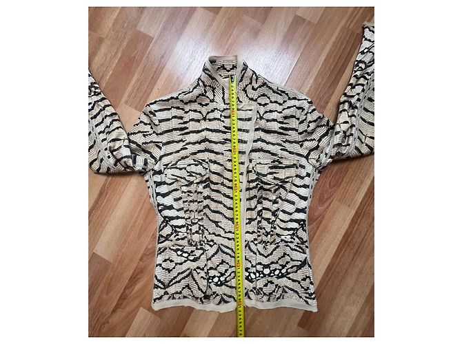 Roberto Cavalli Zebra-Print Seidenjacke Schwarz Beige Zebra-druck - Ansicht 16