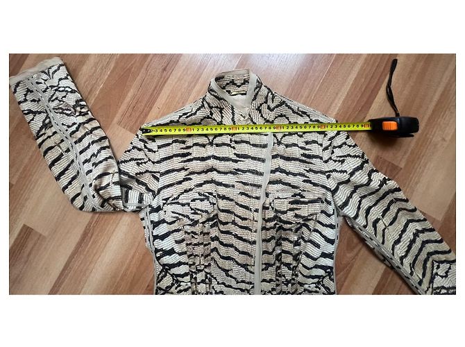 Roberto Cavalli Zebra-Print Seidenjacke Schwarz Beige Zebra-druck - Ansicht 17