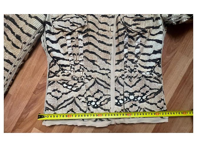 Roberto Cavalli Zebra-Print Seidenjacke Schwarz Beige Zebra-druck - Ansicht 19