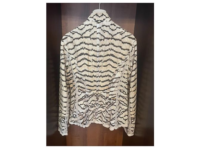 Roberto Cavalli Zebra-Print Seidenjacke Schwarz Beige Zebra-druck - Ansicht 5