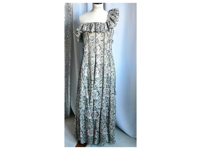 Laurence Bras Saint Barth Blumenkleid T38 Braun Pink Beige Grau - Ansicht 12